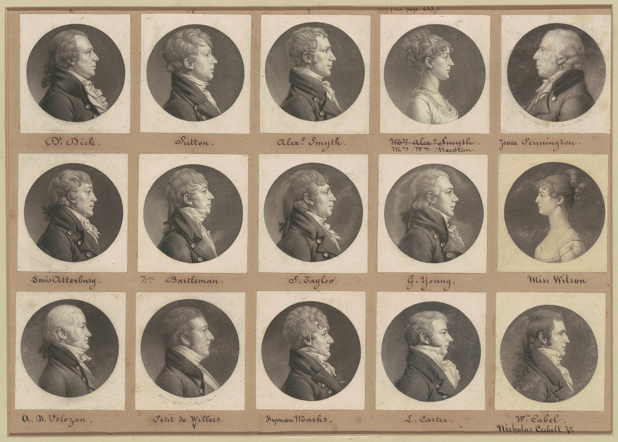 Sammlung von Porträts von Saint-Mémin, Gruppe 49 von Charles B. J. Févret de Saint Mémin