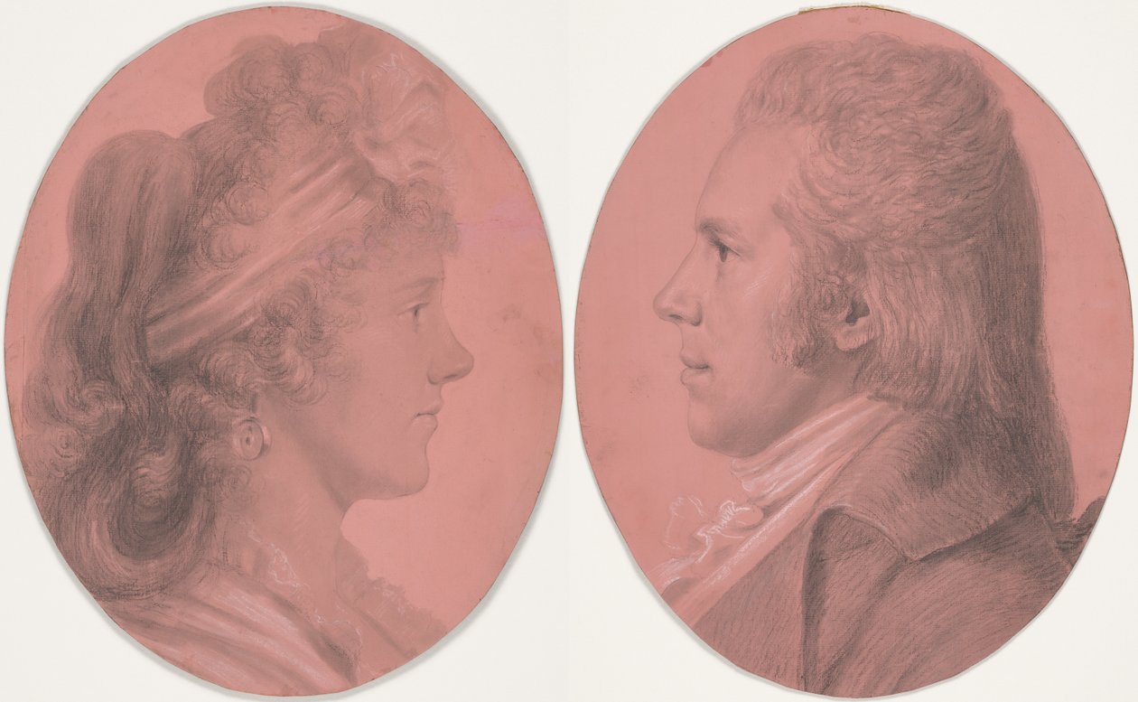 Porträts von Georges Arnold Fitzwilliam und Eleanor Ramsay Fitzwilliam; ein Paar von Charles Balthazar Julien Févret de Saint-Mémin