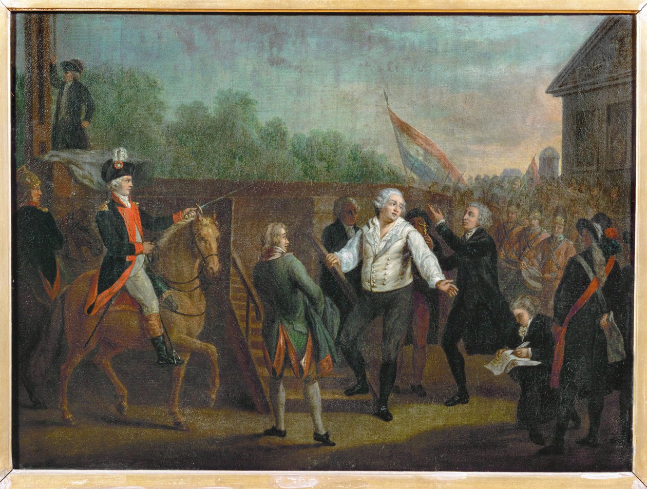 Ludwig XVI. am Fuß der Guillotine, 21. Januar von Charles Benazech