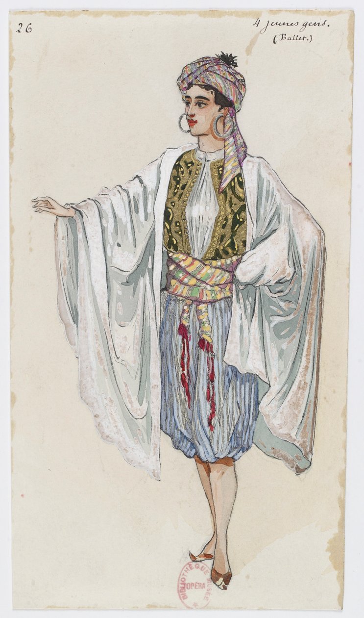 Holmès - La montagne noire - Kostümentwürfe von Charles Bianchini - 26. Vier junge Männer. Ballett von Charles Bianchini