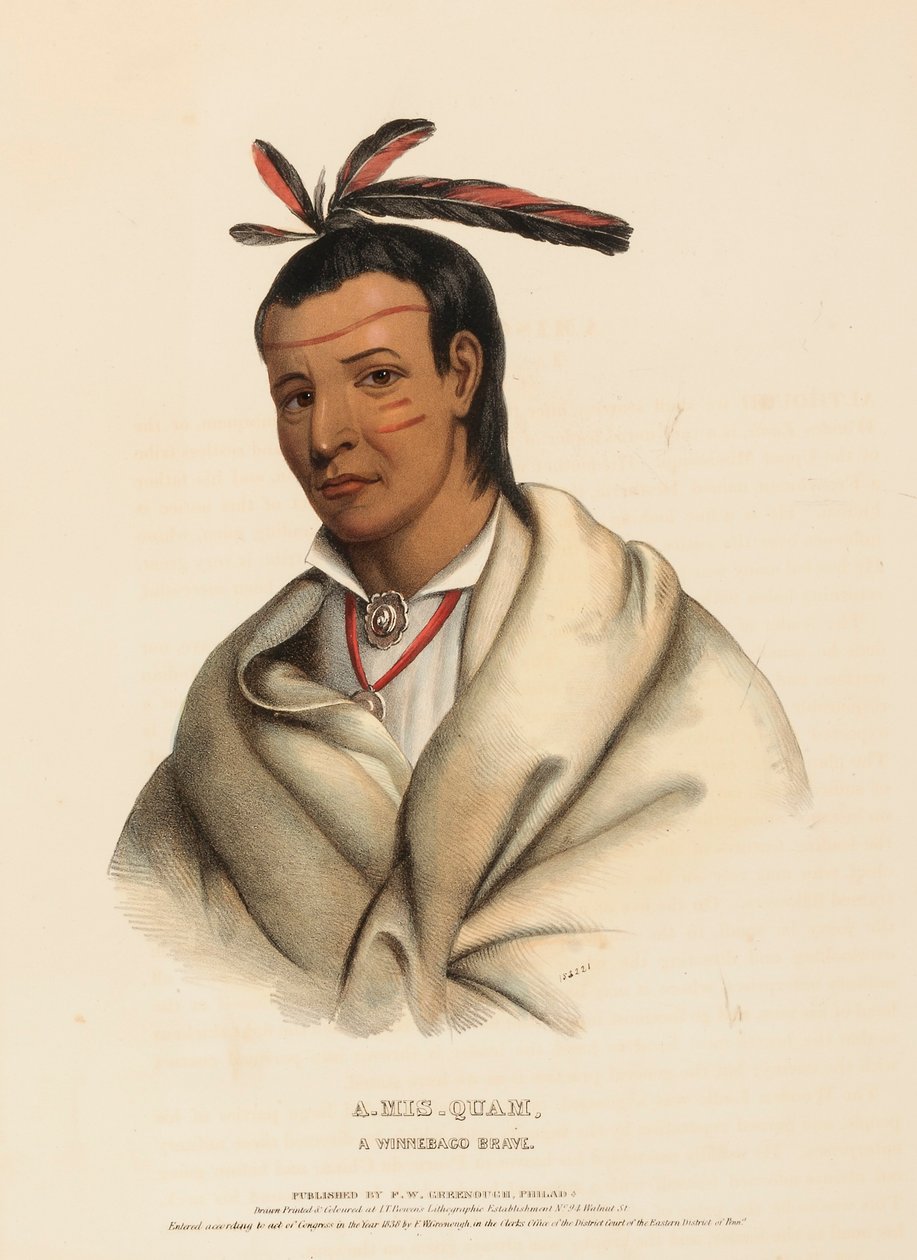 A-MIS-QUAM, EIN WINNEBAGO TAPFERER, aus History of Indian Tribes of North America von Charles Bird King