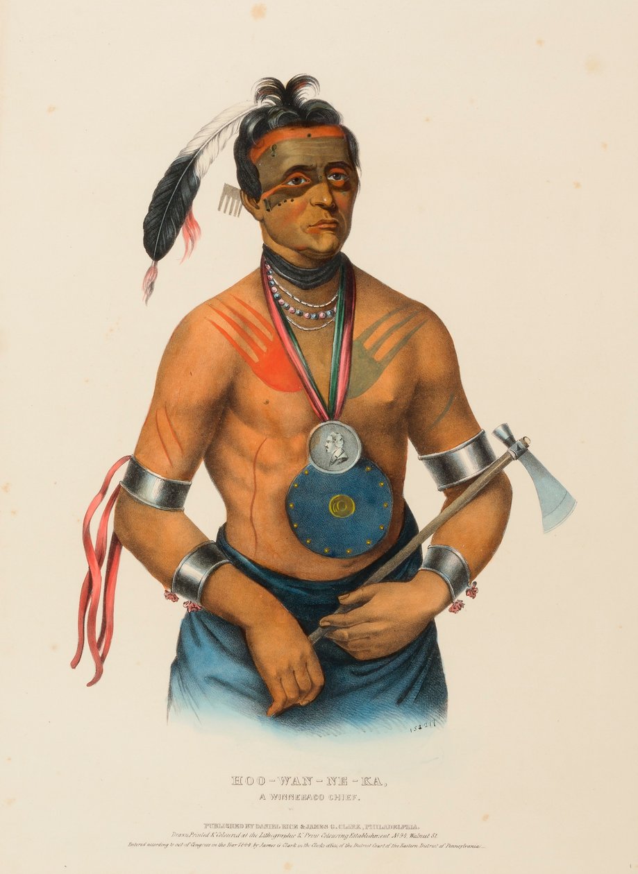 HOO-WAN-NE-KA, ein Winnebago-Häuptling, aus Geschichte der Indianerstämme Nordamerikas von Charles Bird King