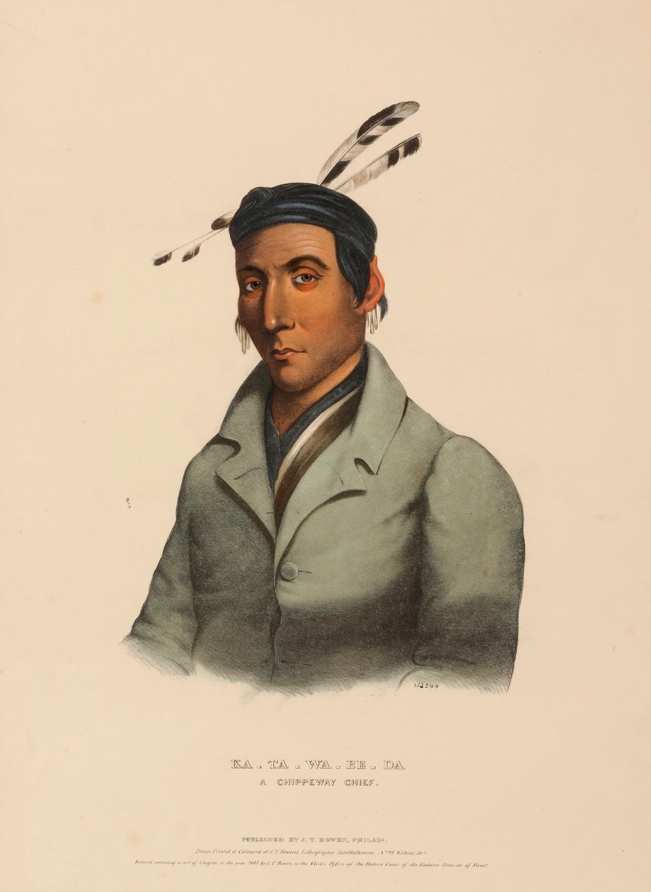 KA-TA-WA-BE-DA. Ein Chippeway-Häuptling, aus Geschichte der Indianerstämme Nordamerikas von Charles Bird King