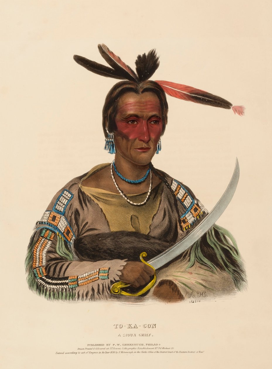 TO-KA-CON. Ein Sioux-Häuptling, aus Geschichte der Indianerstämme Nordamerikas von Charles Bird King