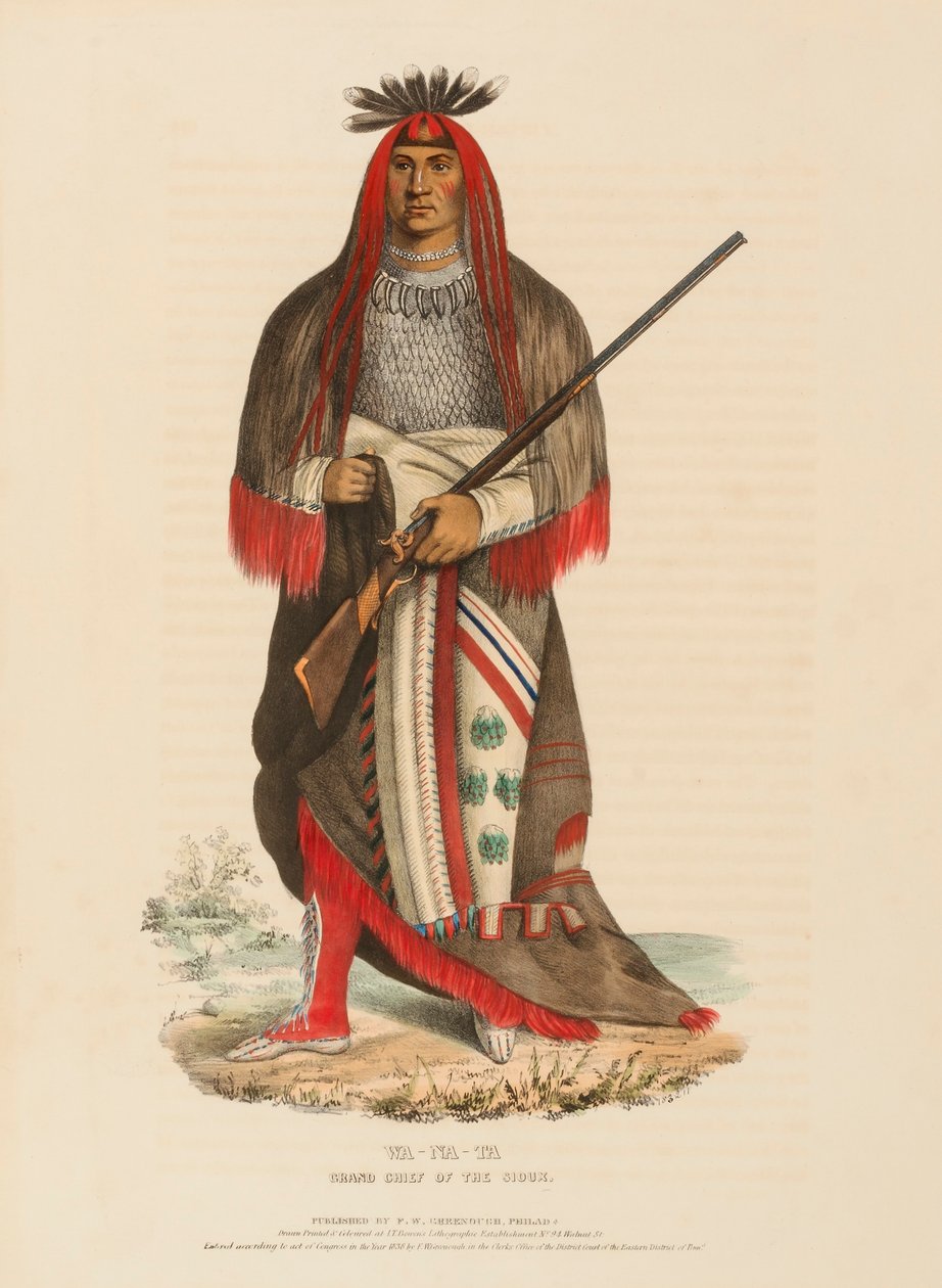 WA-NA-TA. GROSSER HÄUPTLING DER SIOUX, aus der Geschichte der Indianerstämme Nordamerikas von Charles Bird King