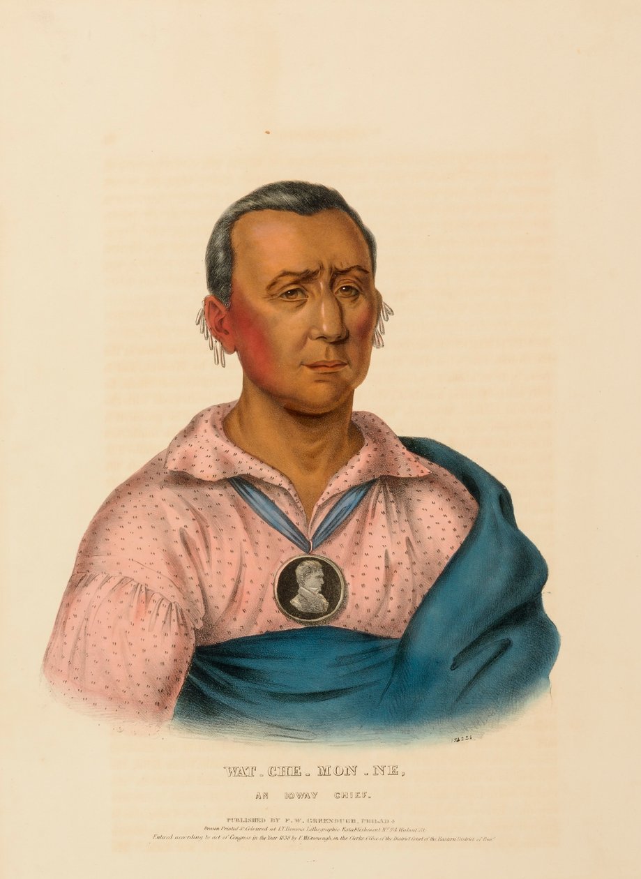 WAT-CHE-MON-NE, EIN IOWAY-HÄUPTLING, aus Geschichte der Indianerstämme Nordamerikas von Charles Bird King