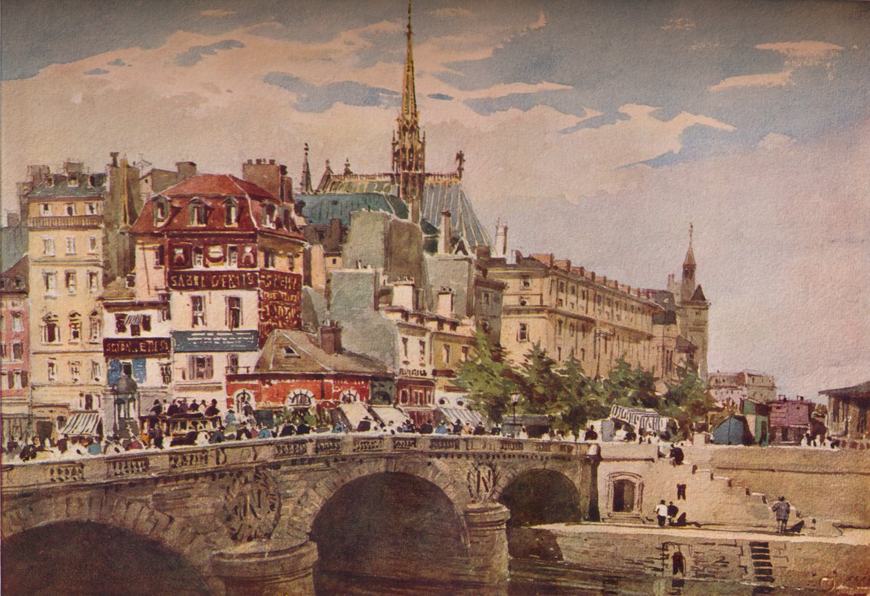 Paris von der Pont St Michel, um 1846 von Charles Claude Pyne