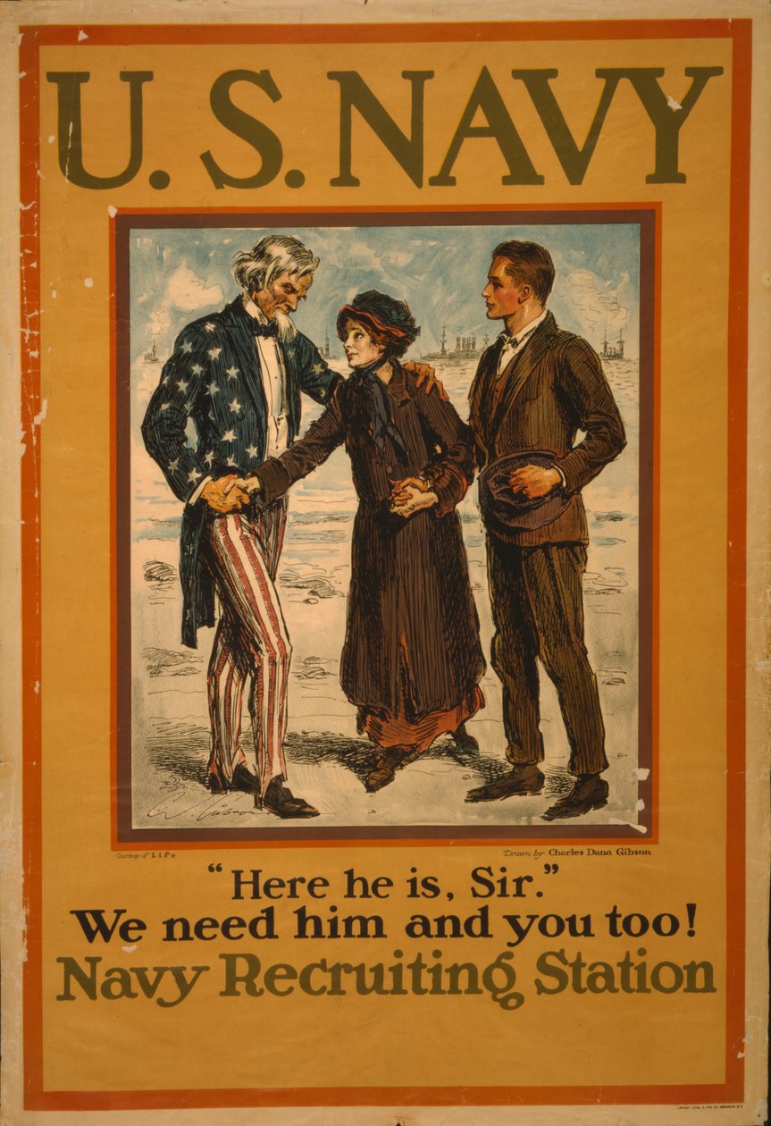 U.S. Navy "Hier ist er, Sir" Wir brauchen ihn und Sie auch! von Charles Dana Gibson