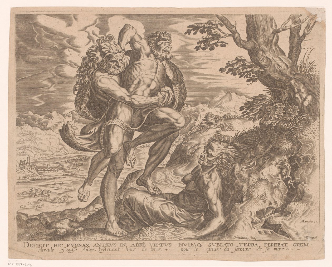 Herkules ringt mit Antäus (Werken van Hercules naar Frans Floris) von Charles David