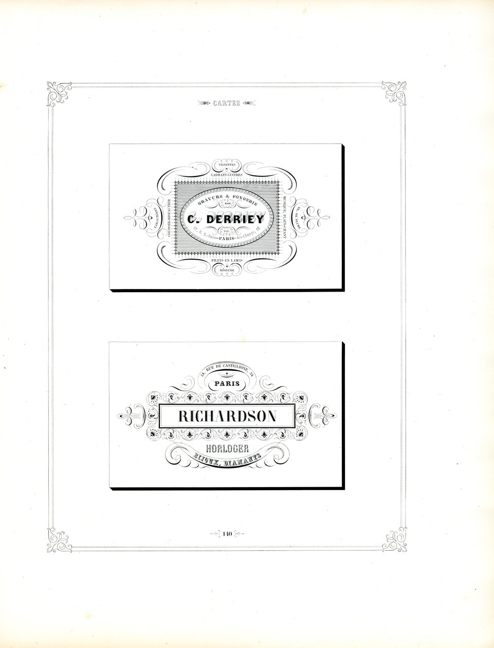 Visitenkartendesigns des Zweiten Kaiserreichs von Charles Derriey
