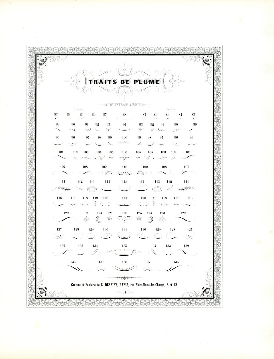 Kalligraphische Federverzierungen - Zweite Serie von Charles Derriey