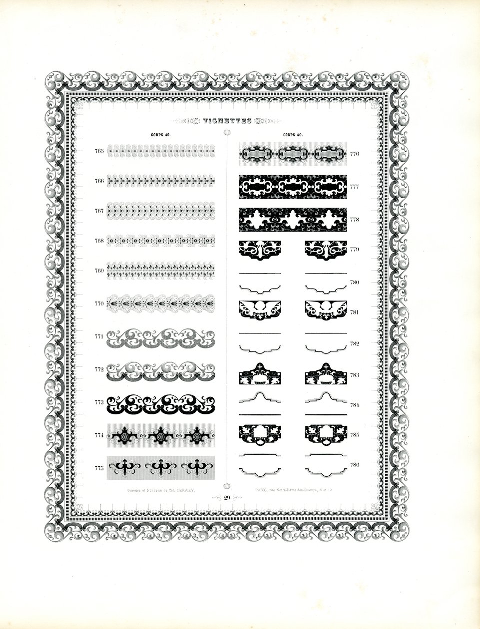 Sammlung von ornamentalen Rahmen und dekorativen Stücken von Charles Derriey