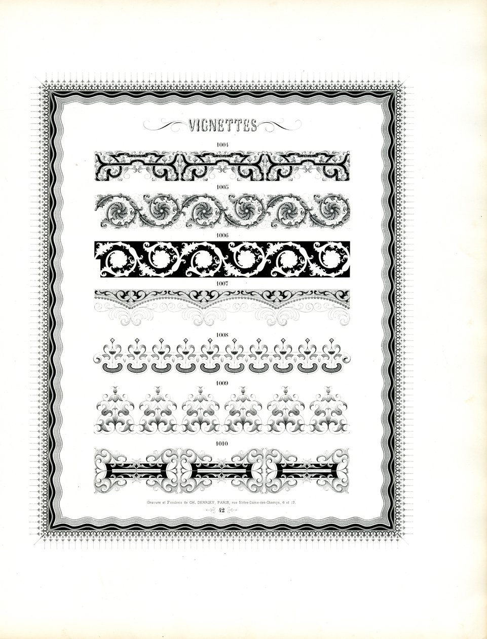 Kontinuierliche dekorative Bordüren im klassischen Stil von Charles Derriey