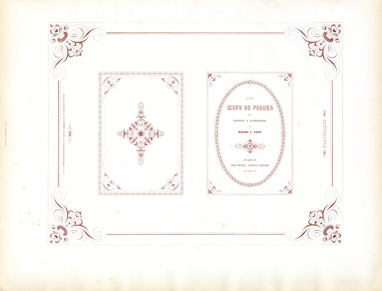 Geschwungene ornamentale Rahmen für Buchdesign von Charles Derriey