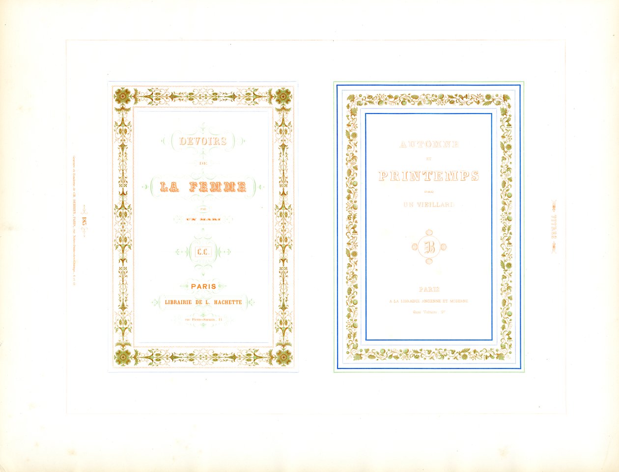 Dekorative Buchtitelseitenrahmen für französische Literatur von Charles Derriey