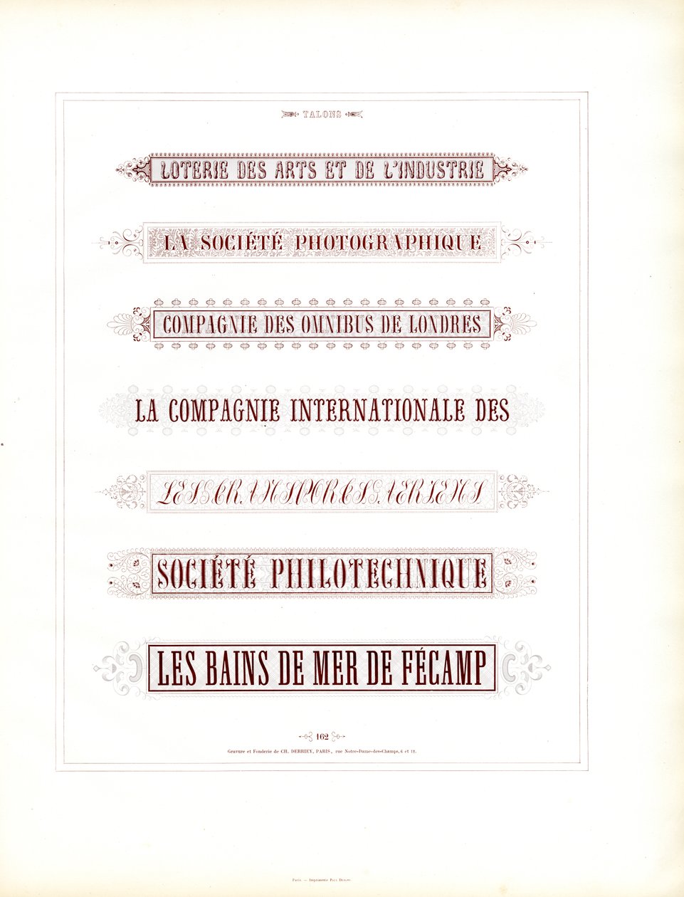 Dekorative Titelkartuschen für Geschäftsdokumente von Charles Derriey