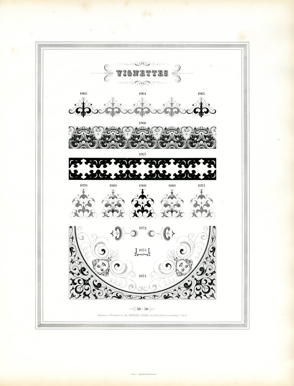 Dekorative Vignetten und Randelemente von Charles Derriey