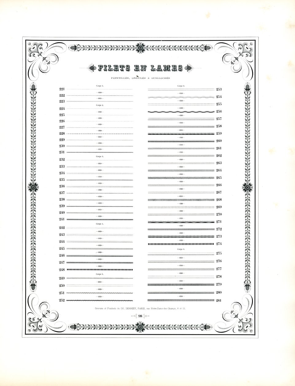 Gepunktete und wellenförmige Linienelemente - Filets en Lames von Charles Derriey
