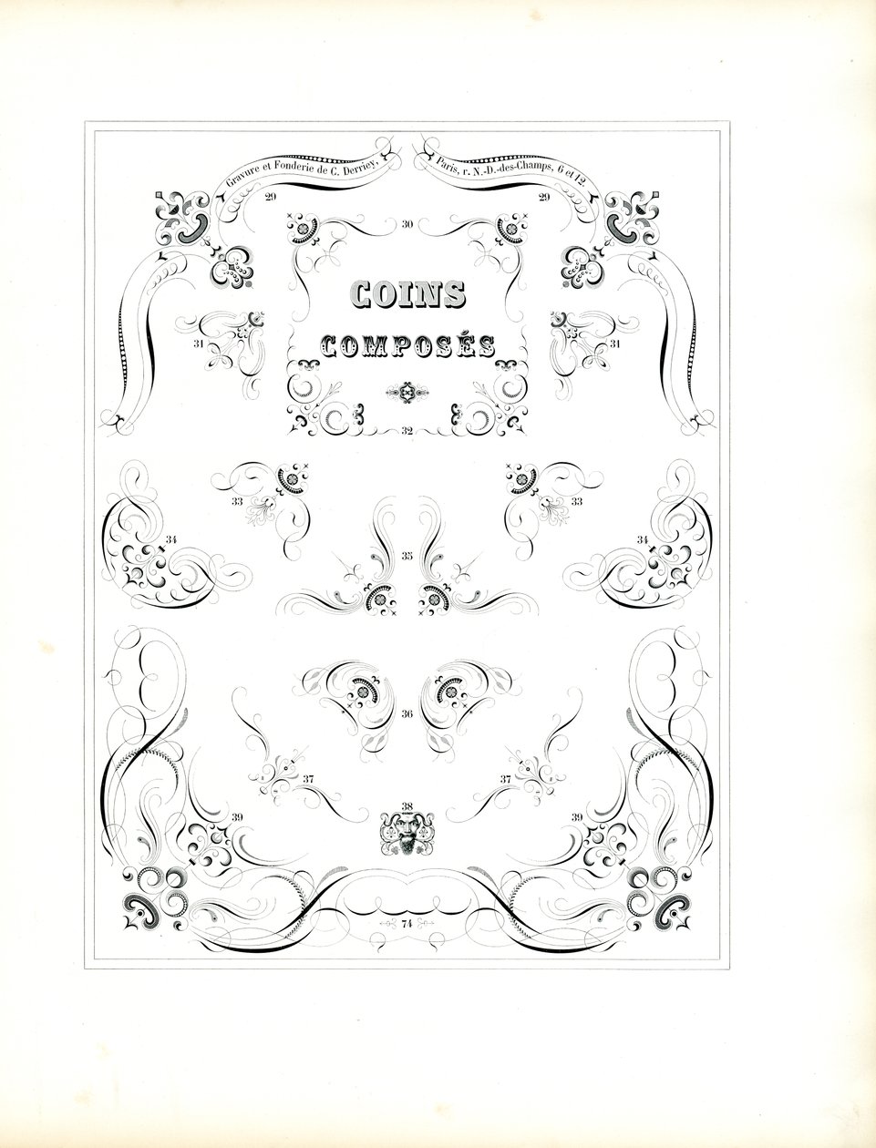 Elegante Eckelemente für gehobenen Druck von Charles Derriey