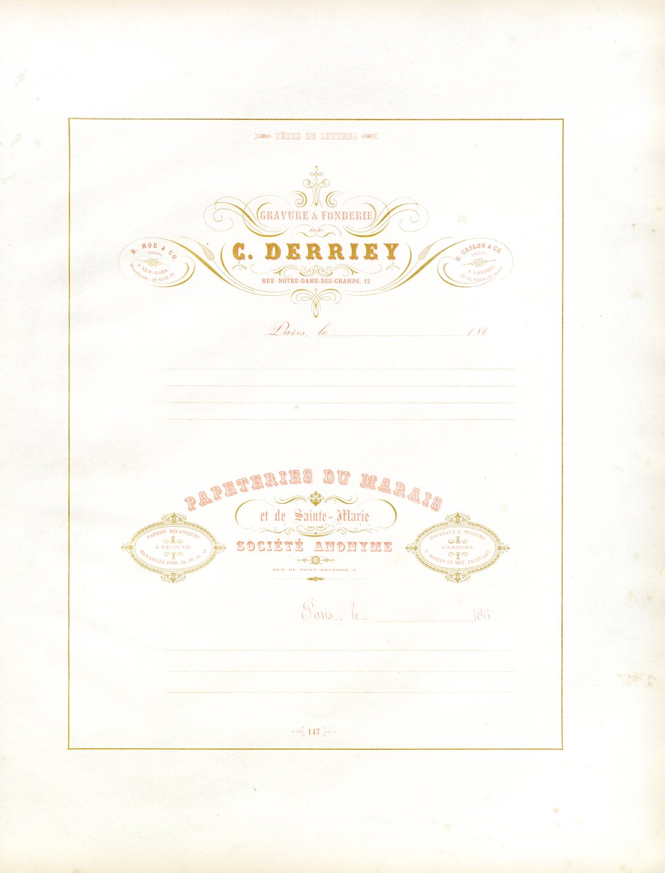 Elegante Briefköpfe für Geschäftskorrespondenz von Charles Derriey