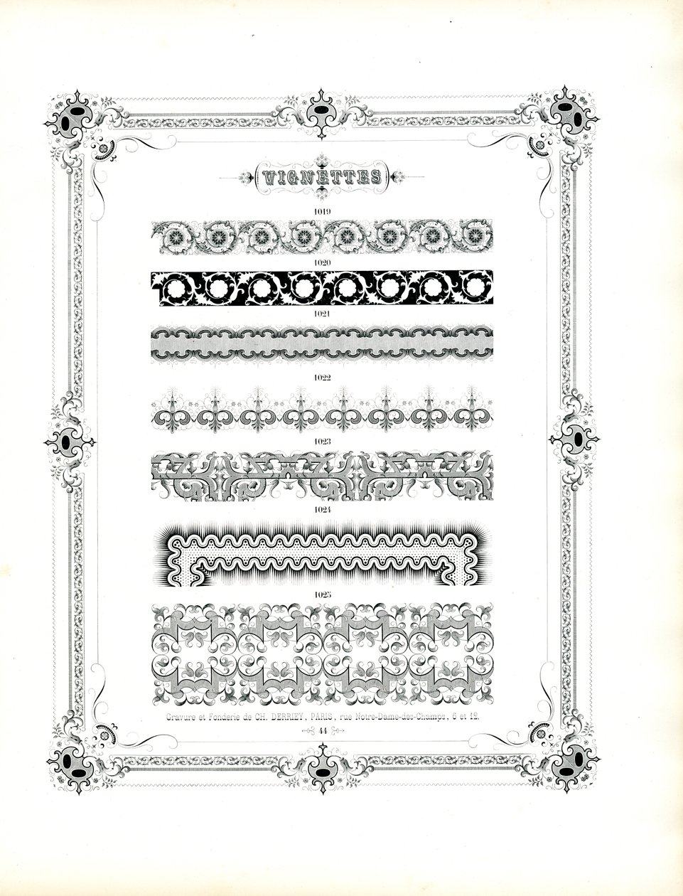 Elegante ornamentale Muster für Luxusdrucke von Charles Derriey