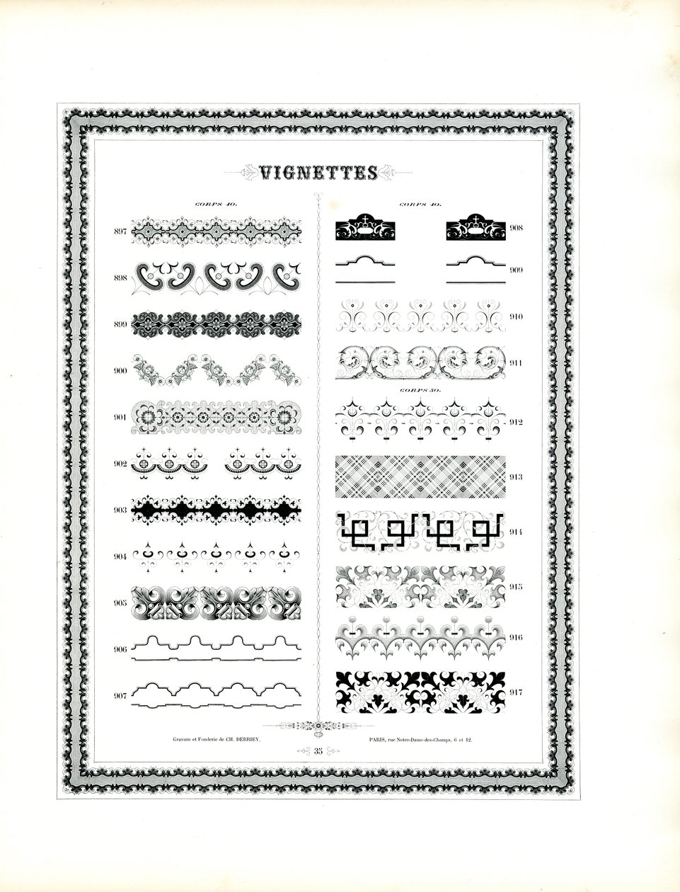 Elegante typografische Zierelemente von Charles Derriey