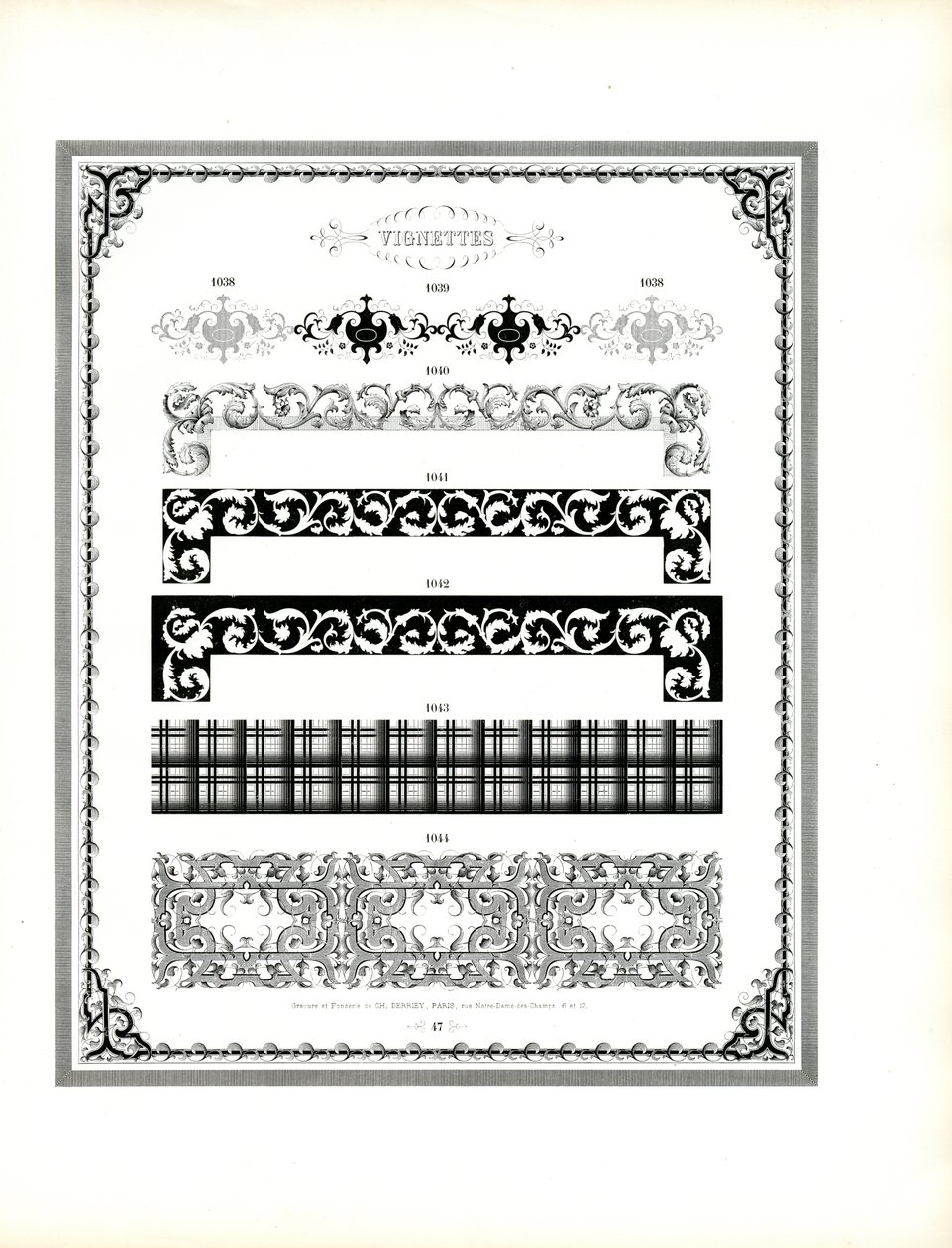 Elegante Vignetten für hochwertigen Rahmen-Druck von Charles Derriey