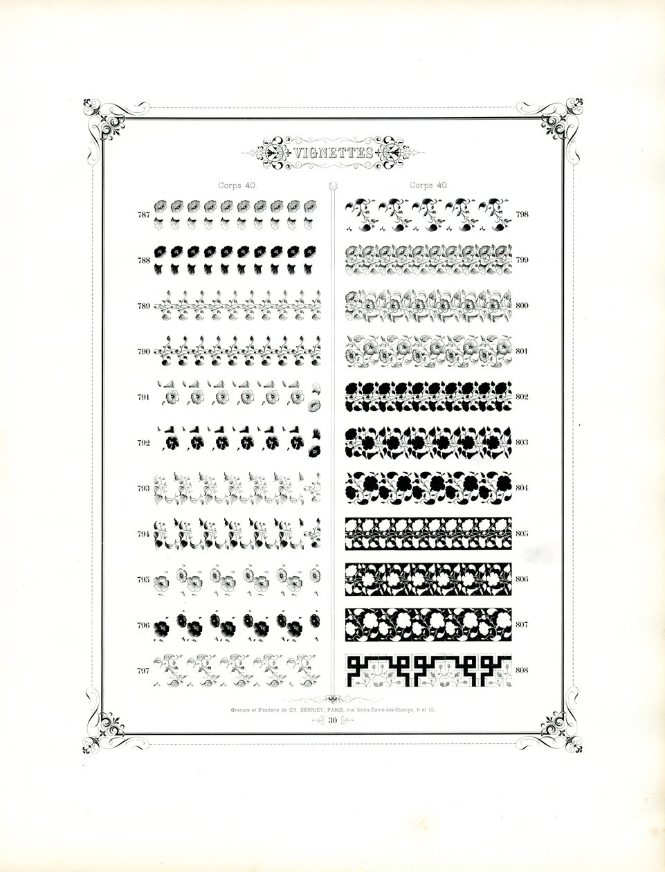 Florale und geometrische Ornamente für Buchdruck von Charles Derriey