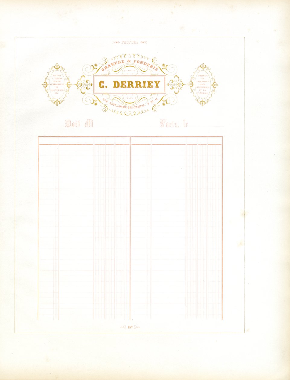 Goldener Briefkopf von Maison C. Derriey von Charles Derriey