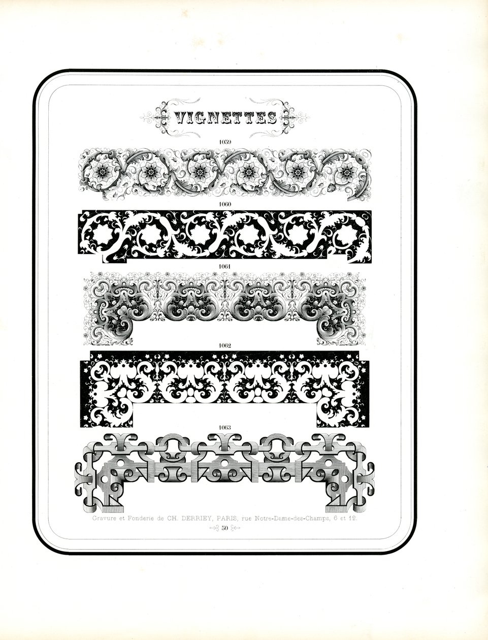 Prächtige dekorative Rahmen im floralen Barockstil von Charles Derriey