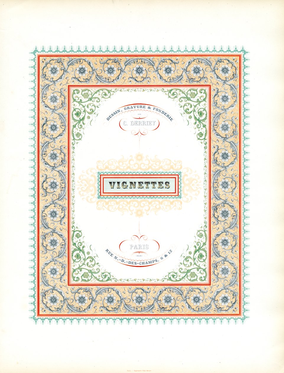Prächtige Titelseite für Vignetten von Charles Derriey
