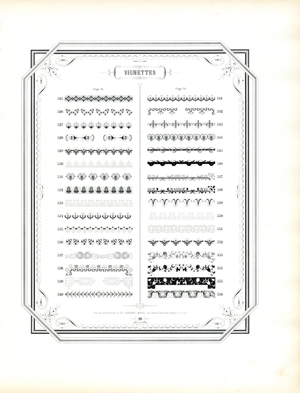 Ornamentale Rahmen und Vignetten, Corps 20 (Abschluss) von Charles Derriey