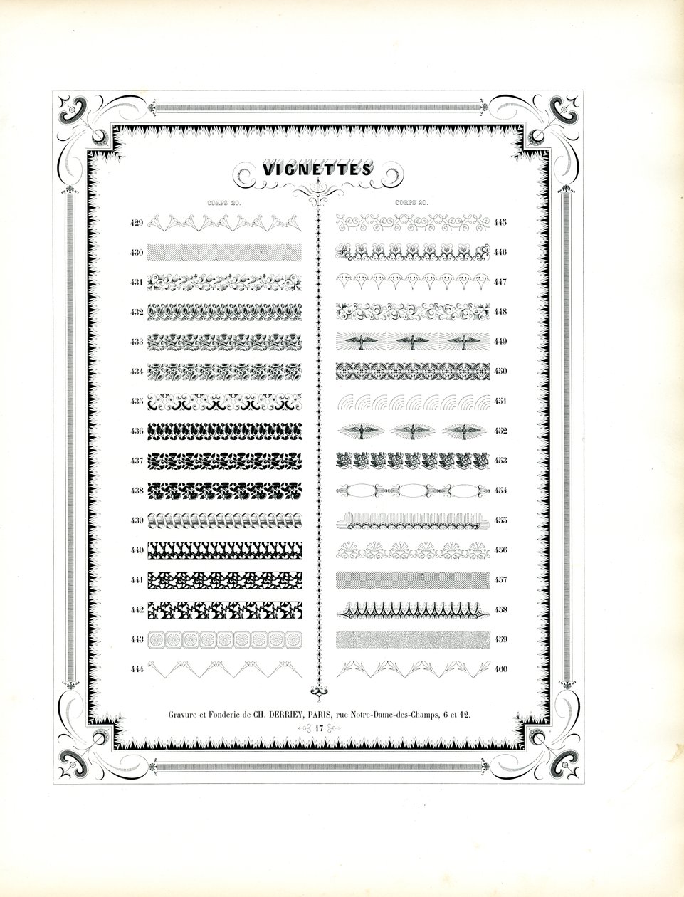 Zierleisten und Vignetten, Corps 20 (Fortsetzung) von Charles Derriey