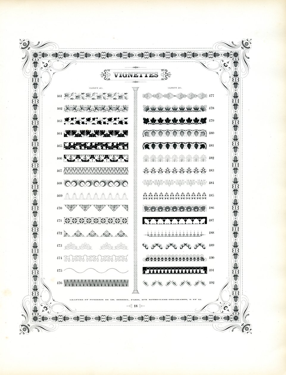 Ornamentale Ränder und Vignetten, Corps 20 (Fortsetzung) von Charles Derriey