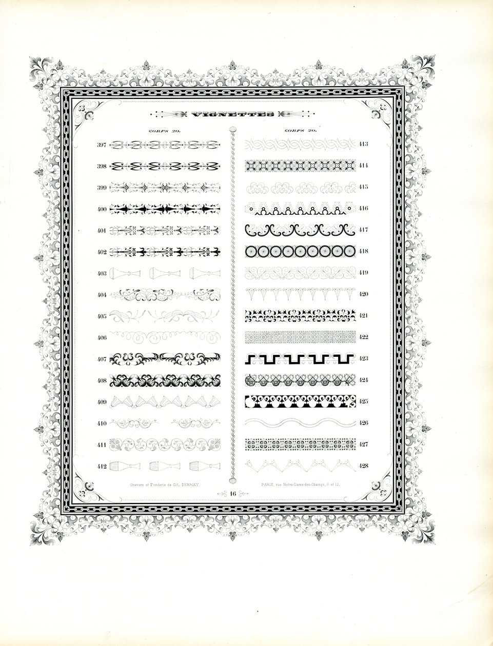 Ornamentale Rahmen und Vignetten, Corps 20 von Charles Derriey