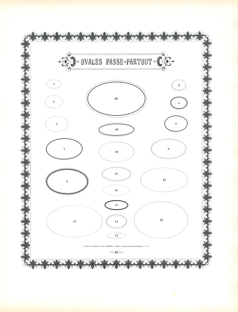 Ovale Passepartout-Rahmen von Charles Derriey