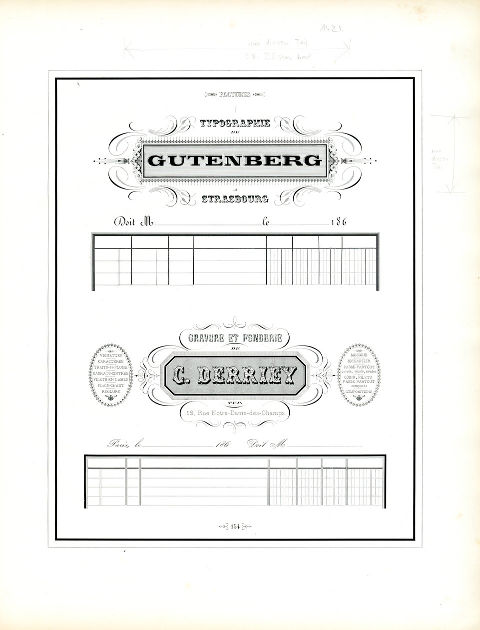 Repräsentative Briefköpfe für Typografie und Schriftgießerei von Charles Derriey