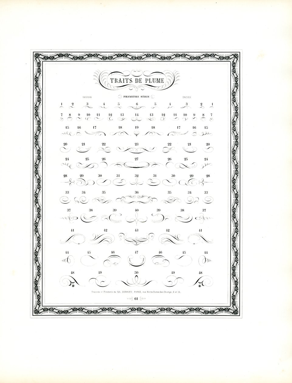 Musterkatalog für kalligraphische Federverzierungen - Erste Serie von Charles Derriey
