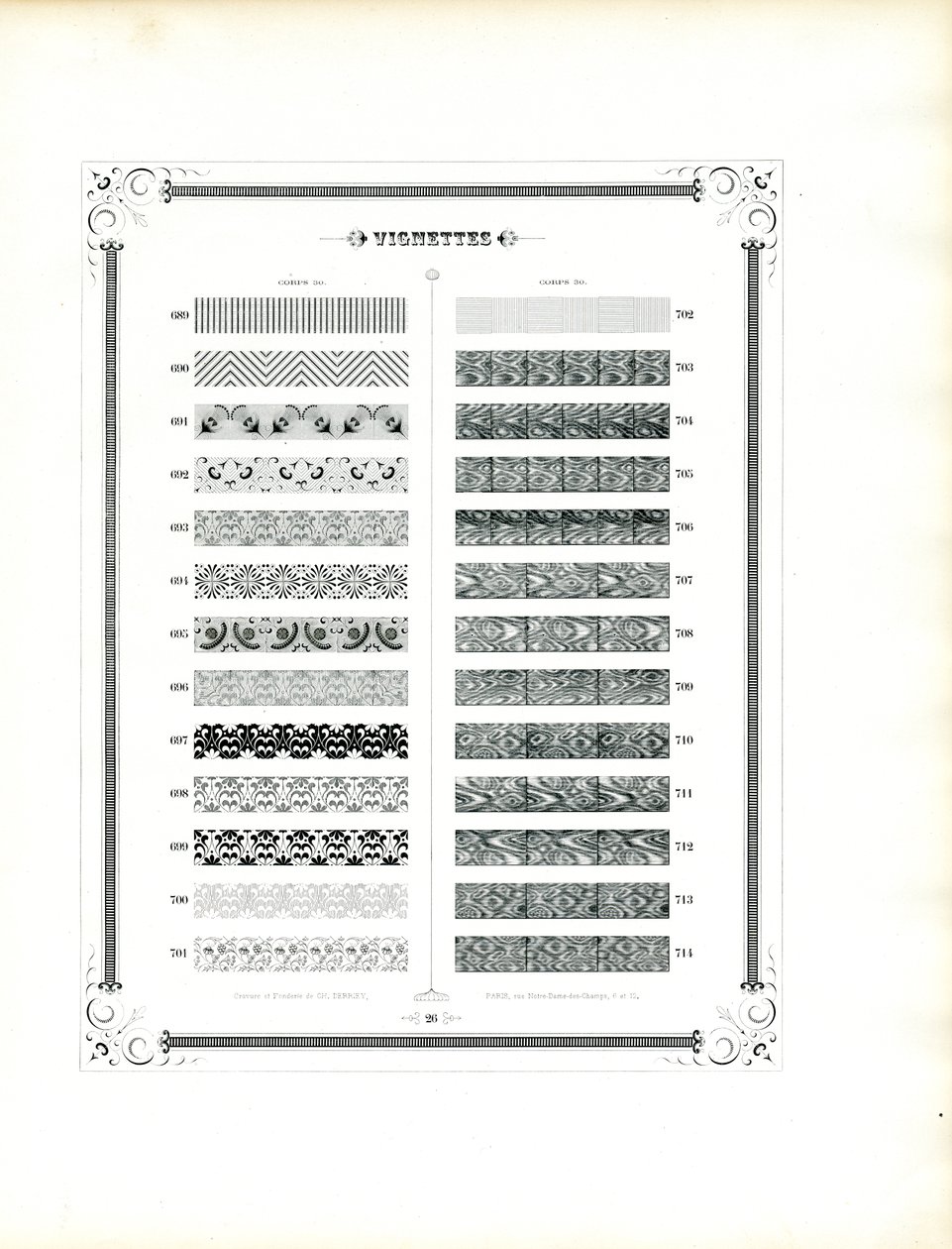 Musterkatalog dekorativer Ränder und Zierlinien von Charles Derriey