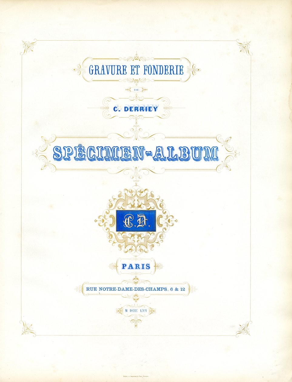 Titelseite des Derriey-Schriftmusterbuchs von Charles Derriey