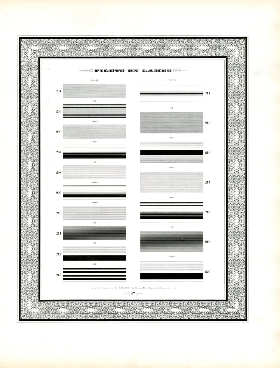 Typografische Linienelemente - Filets en Lames, Dritte Serie von Charles Derriey