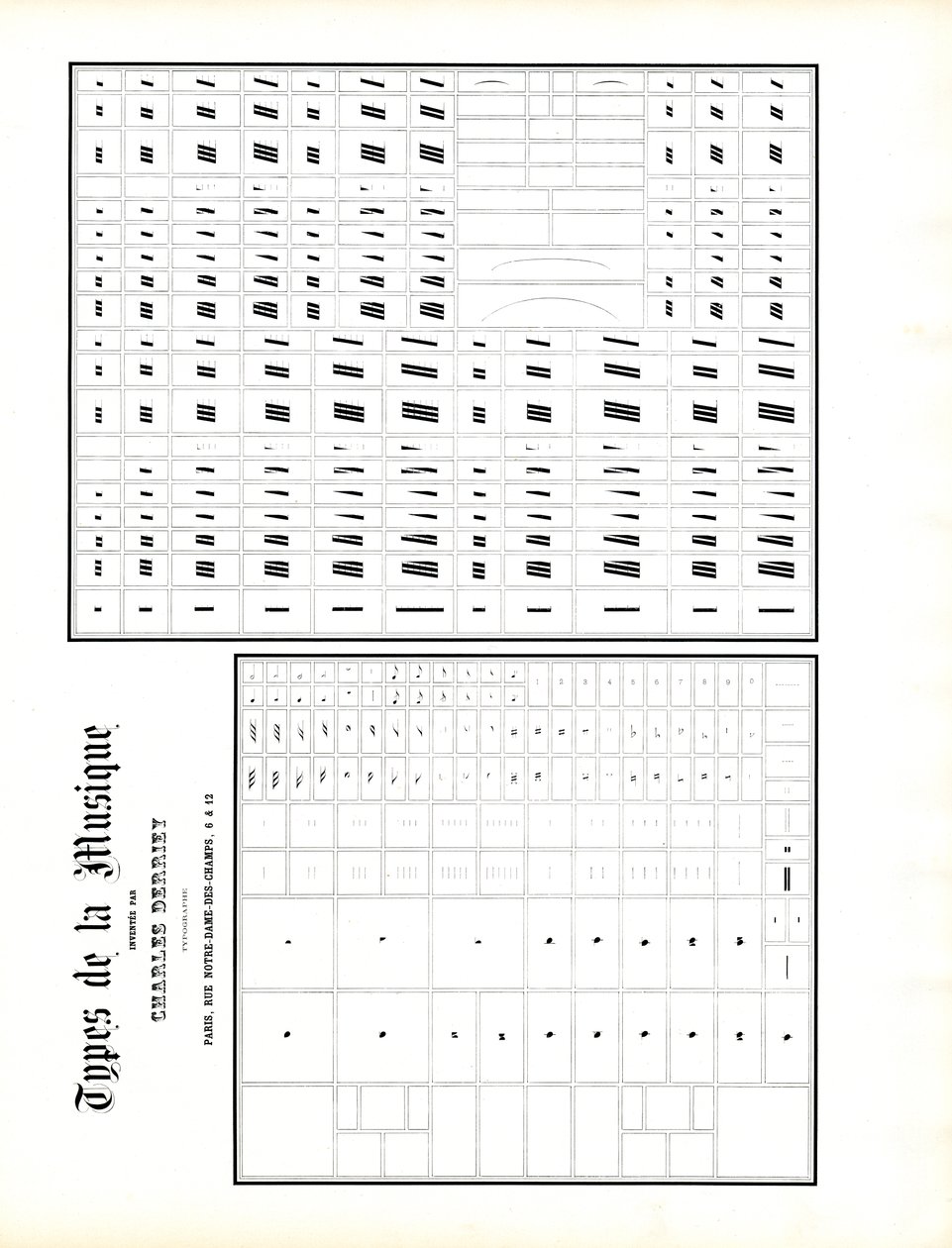 Typografische Musikzeichen für den Notensatz von Charles Derriey