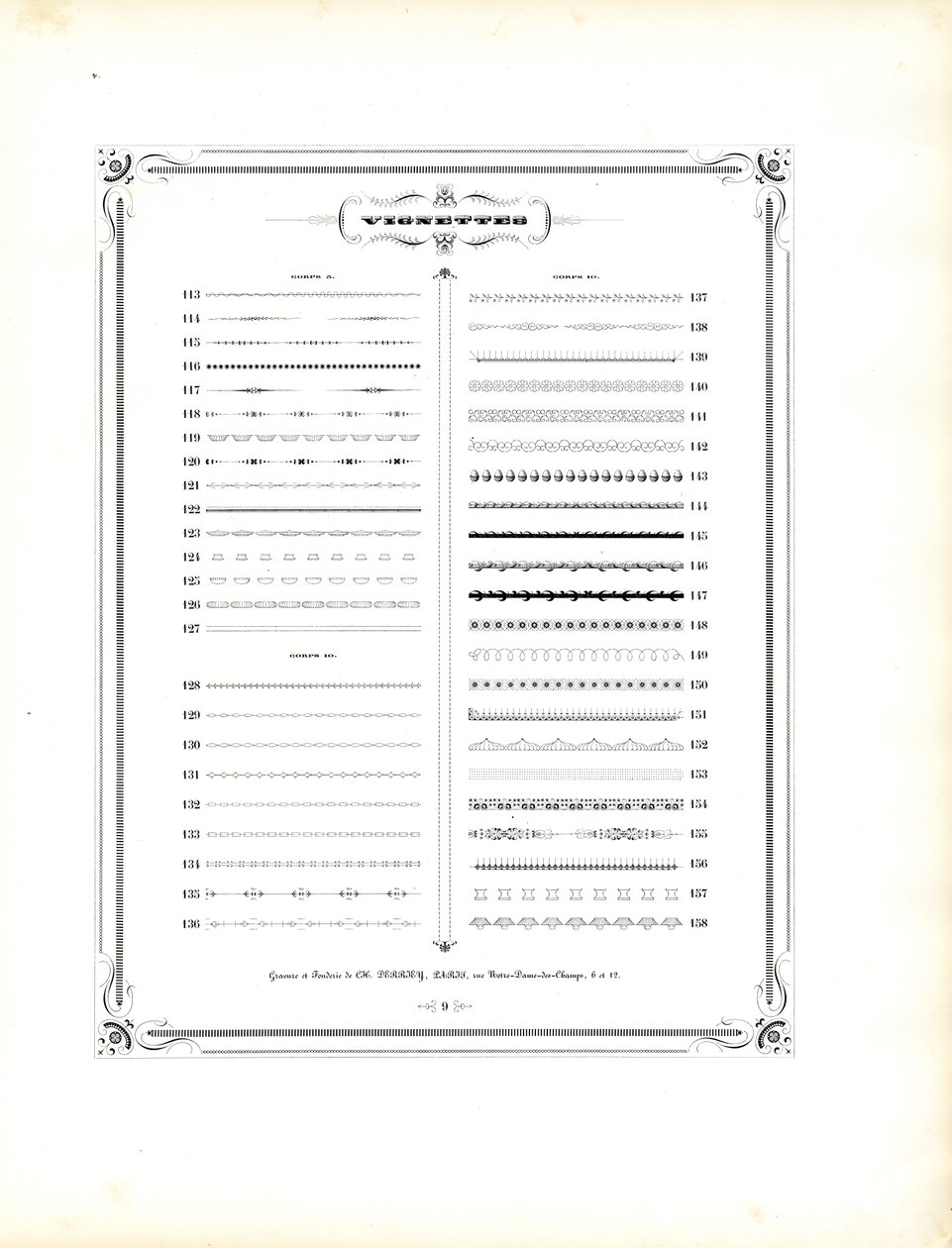 Vignettenmuster-Katalogblatt 3 von Charles Derriey