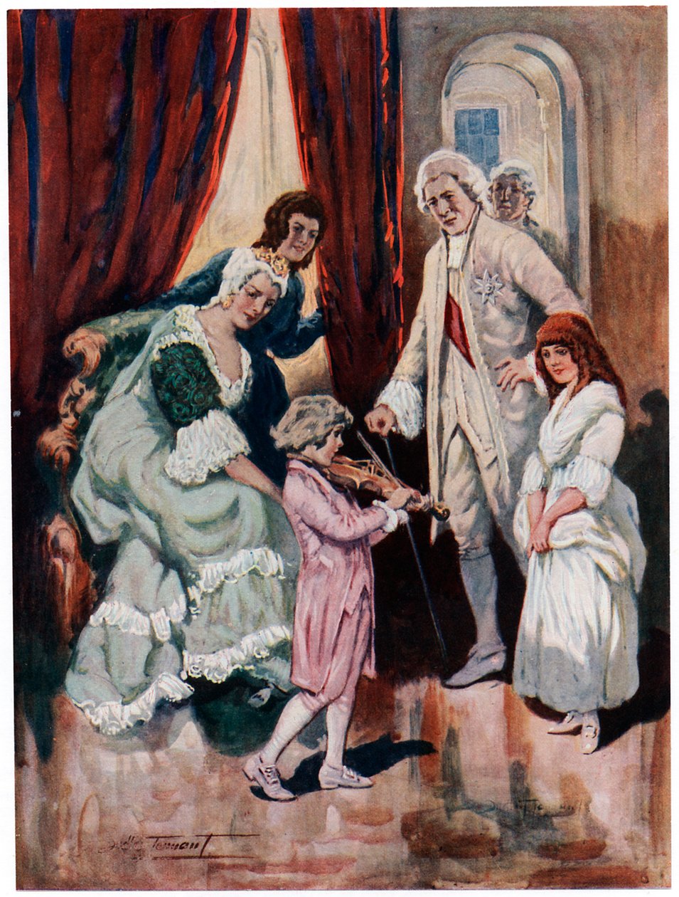 Mozart gewinnt das Herz des Adels ca. 1763 frühes 20. Jahrhundert von Charles Dudley Tennant