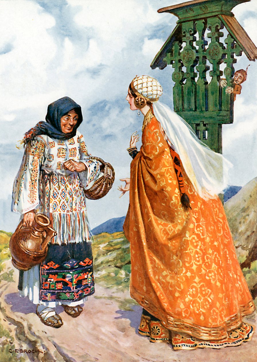 Die Prinzessin bat sie, die Bauernkleidung gegen ihr königliches Gewand zu tauschen von Charles Edmund (after) Brock