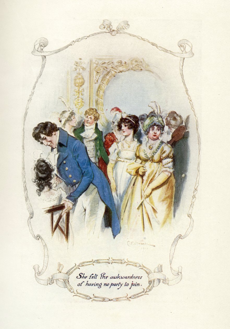 Sie fühlte die Unbeholfenheit, keine Gruppe zu haben, der sie sich anschließen konnte (Illustration) von Charles Edmund Brock