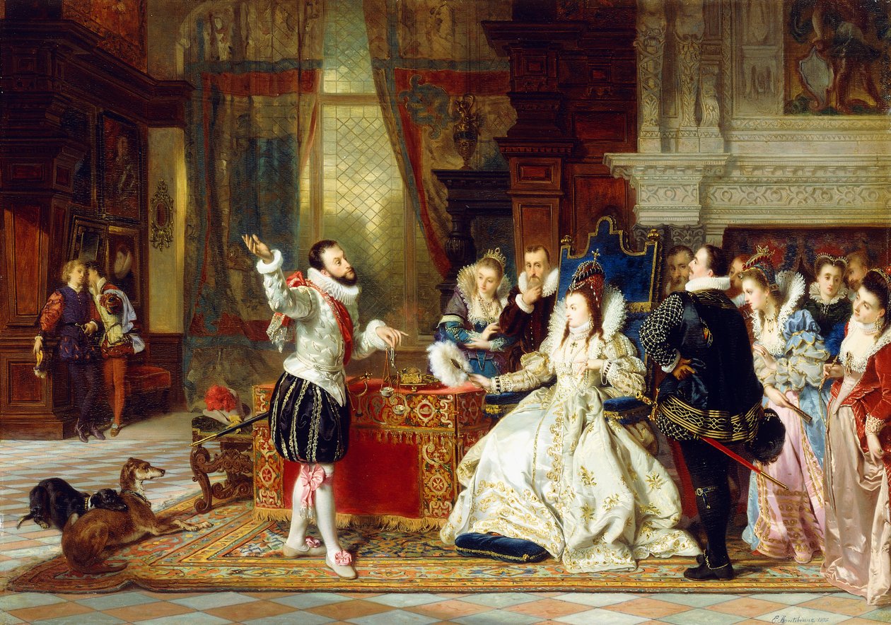 Sir Walter Raleigh und Königin Elizabeth, 1875 von Charles Edouard Boutibonne