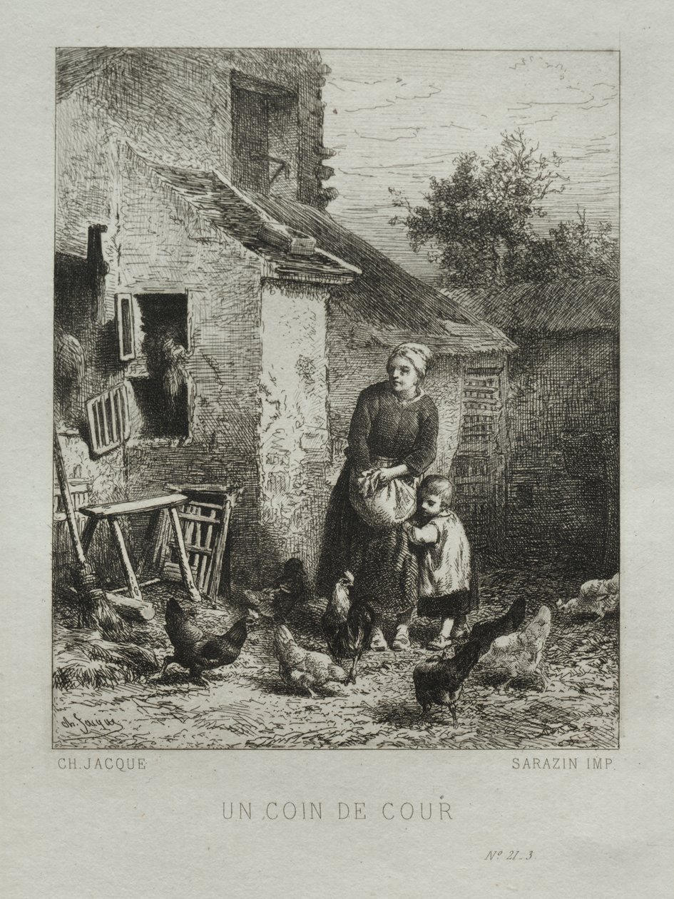 Eine Ecke des Hofes von Charles Emile Jacque