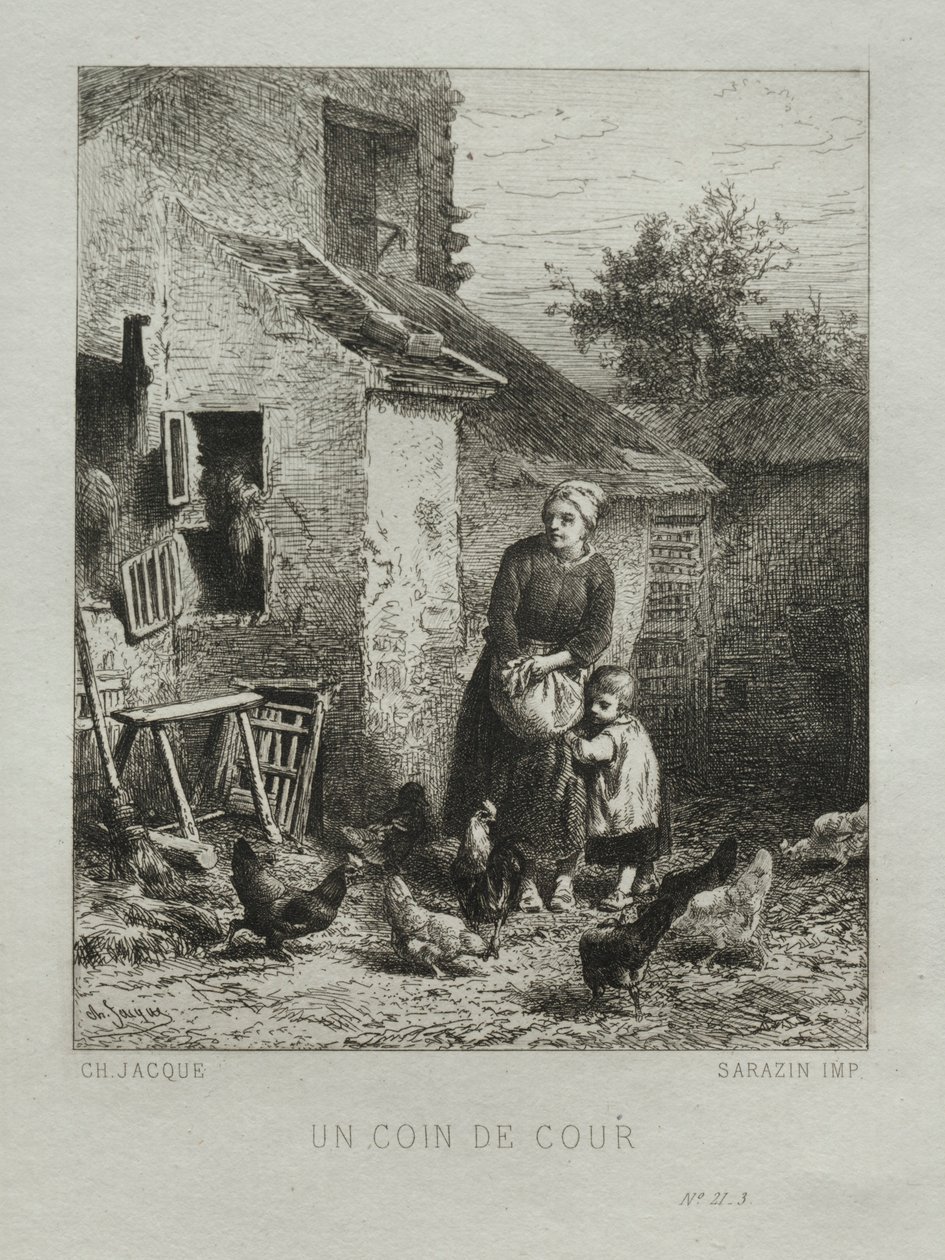 Eine Ecke des Hofes von Charles Emile Jacque