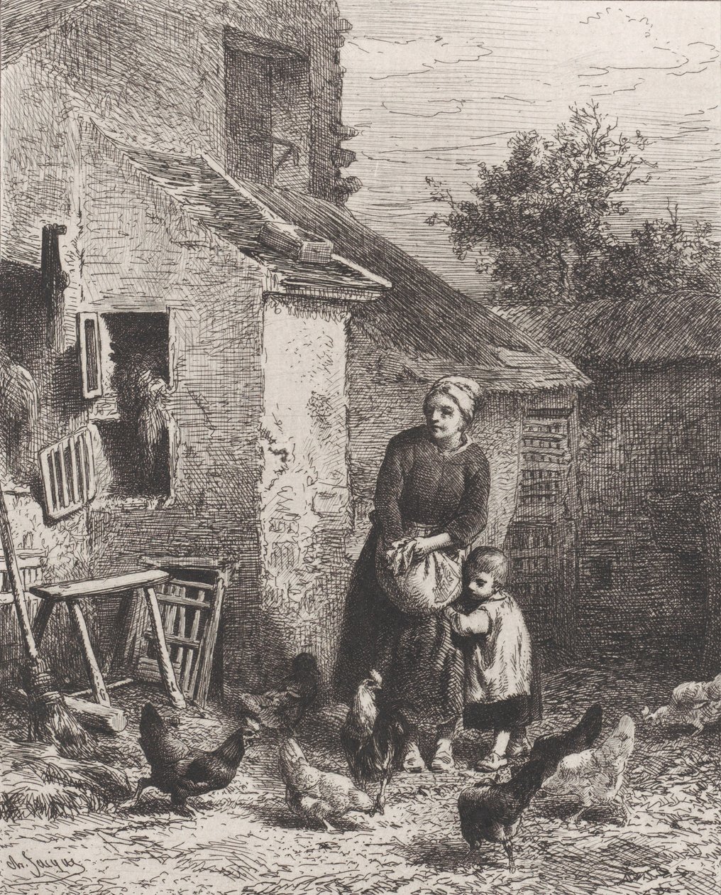Ecke des Hofes, 1864 von Charles Emile Jacque